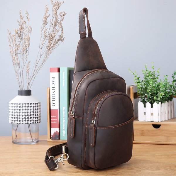 Horse Leather Chest Bag Leather Men's Shoulder Messenger Bag