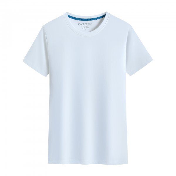 Cotton Blank With No Printed Patterns Round Neck Short T-shirt