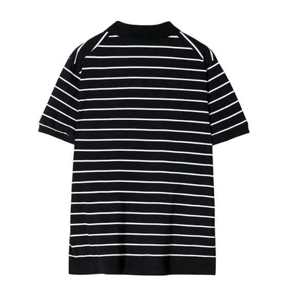 Men's Summer Loose Cotton Striped Short Sleeves T-shirt